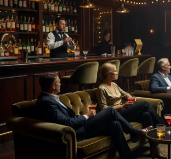 Lounge bar at Bella Australia with live music and warm evening lighting.