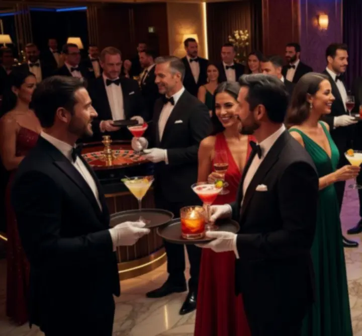 Nightlife crowd enjoying cocktails, music, and subtle casino-style entertainment at Bella Australia.
