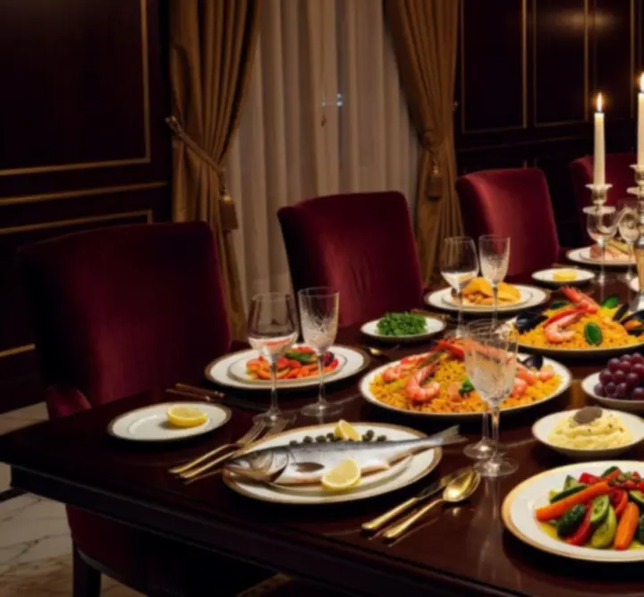 Private dining feast at Bella Australia with colourful shared platters on a long table.
